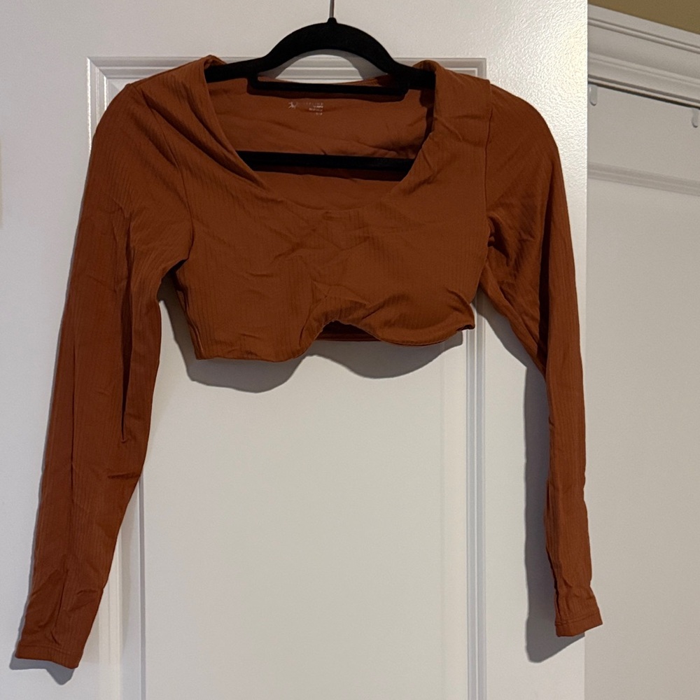 Aerie Terracotta Long Sleeve Crop Top